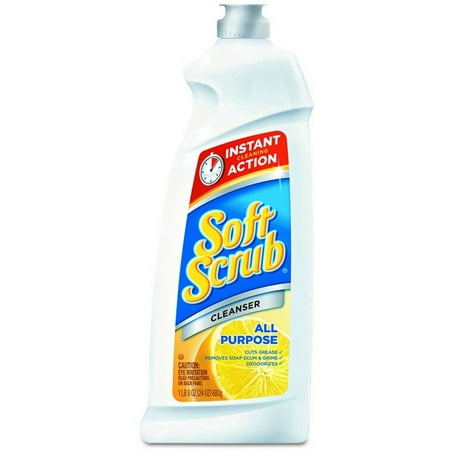 Soft Scrub Total All Purpose Bath & Kitchen Cleanser, Lemon Scent 24 oz (Pack of 4)