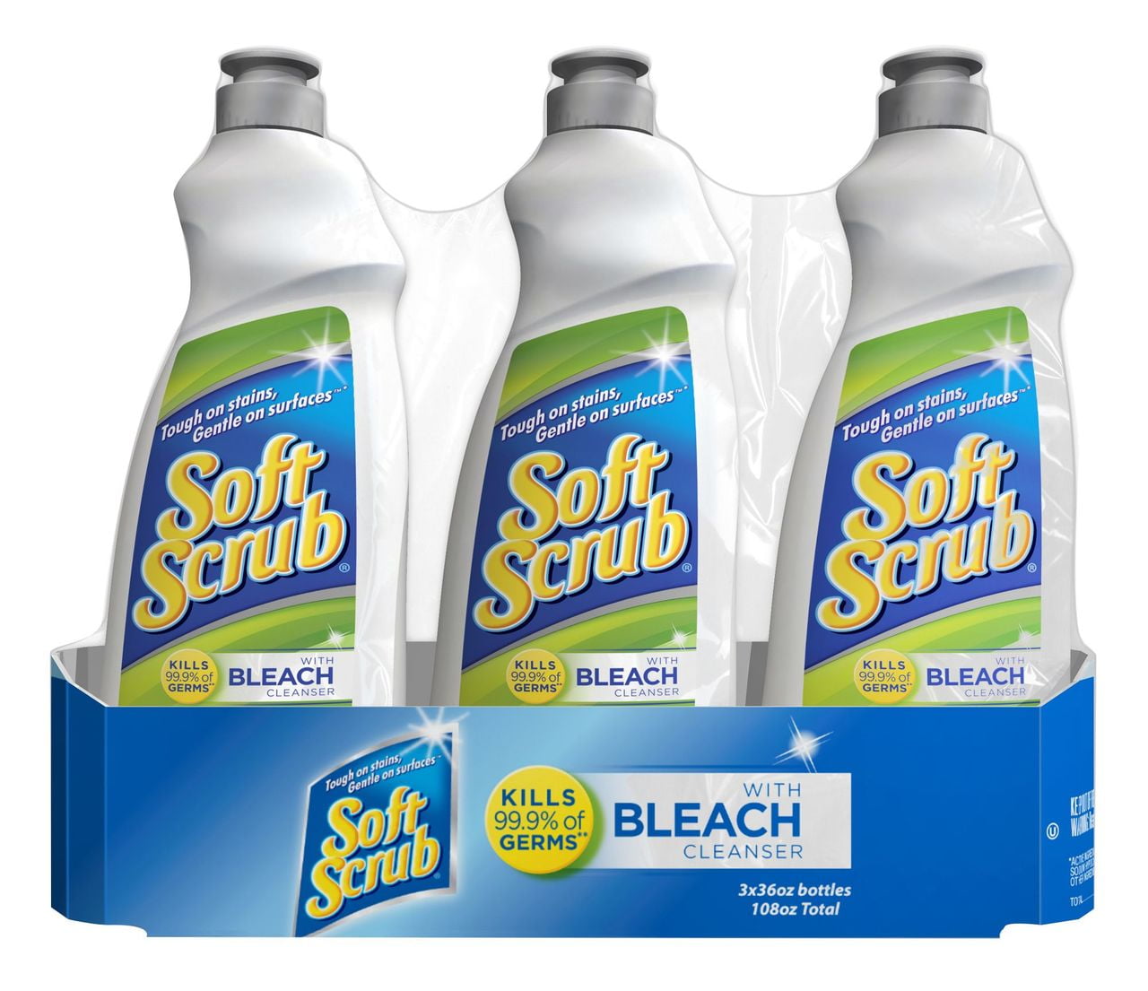 2 Soft Scrub with bleach cleanser, 36 oz. + Bundled with Zivigo Scrubbing  Sponge - Microfiber cleaning cloth