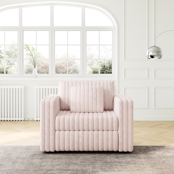 Soft Seat 44.9" Plush Modular Sofa in Light Pink | For Bedroom and Living Room, Adapts to Various Spaces