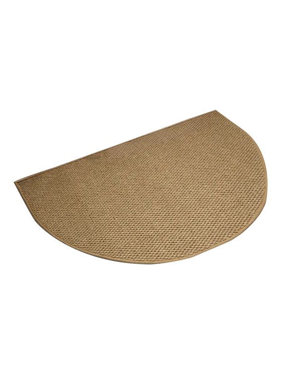 Soft Semicircle Indoor Floor Mat Half Circle Non Slip Washable Entry Rug, Low Profile Absorbent Doormat for Front Door, Back Door, Entryway, Kitchen Khaki