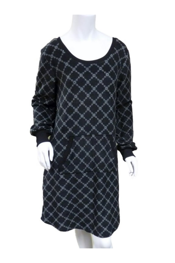 Women Black Diamond Fleece Sleep Shirt MicroSpandex Nightgown S
