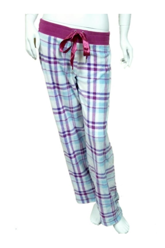 Womens Purple Plaid MicroFleece Sleep Pants pjs pajamas S
