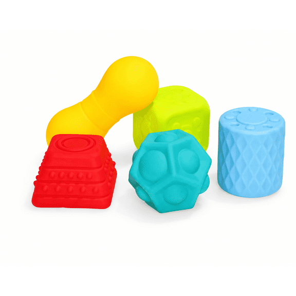 SSLittleminds Soft Sensory Blocks for Babies, 5-Piece Textured Stacking Toy, Ages 0+