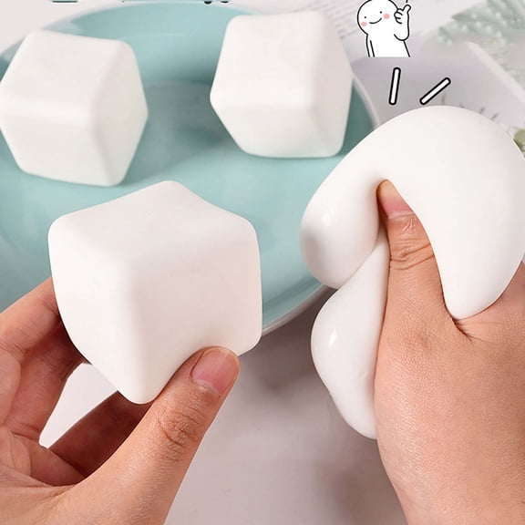 Soft Sensory Fidget Toy, Squishy Tofu Cube, Slow Rebound Decompression Toy, Durable Safe TPR Material, Portable with Storage Pouch, for Pinching Stretching Squeezing, Kids Adults