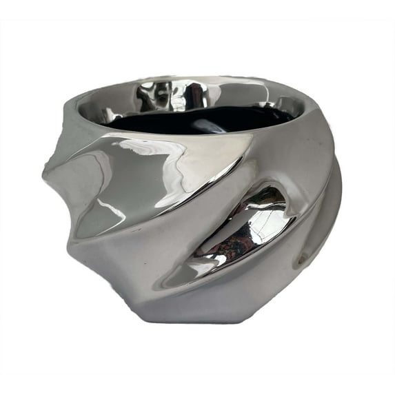 Soft Serve Ceramic Pot - 4" x 3" - Chrome