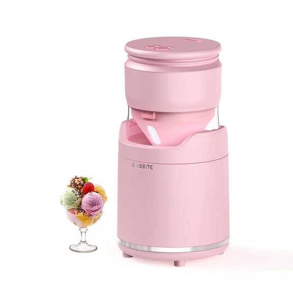 BRIOBITE Soft Serve Ice Cream Maker 0.5 Qt Rechargeable Mini Machine for Sorbet, Gelato, Frozen Yogurt Maker Pink