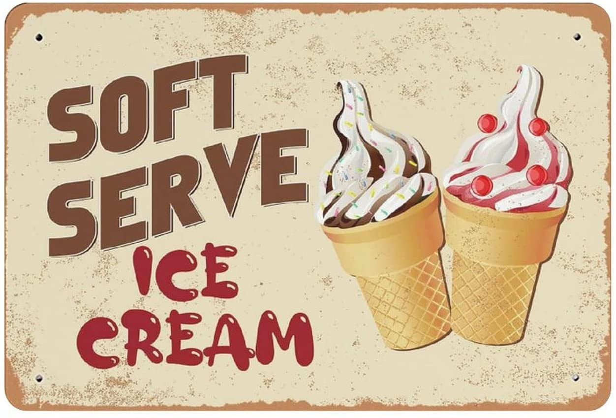 Soft Serve Ice Cream Tin Sign Metal Plaque Art Hanging Iron