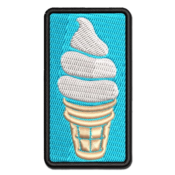 Soft Serve Ice Cream on a Cone Applique Multi-Color Embroidered Iron-On Patch - 3 Inch Medium