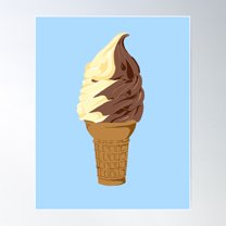 Soft Serve Vanilla And Chocolate Swirl Poster Wall Art, Modern Wall Decor For Living Room Bedroom, 12x18 UNFRAMED
