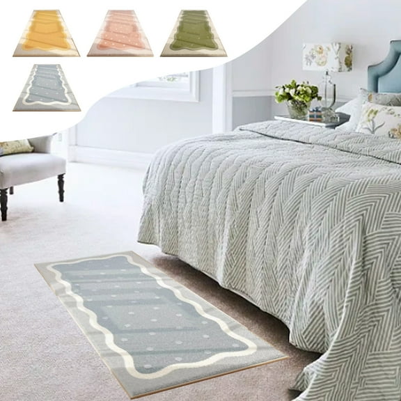 Soft Shag Bedroom Rug with Non Slip Rubber Backing – Fluffy High Pile Bedside Runner Carpet for Bedroom, Dorm, or Living Room Decor