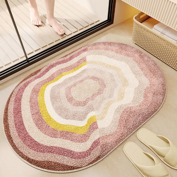Soft Shaggy Bath Mat, Non-Slip Absorbent Bathroom Rug for Shower Tub, Plush Machine Washable Rug, Ultra-Comfort Home Decor Mat for Bathroom Dorm Living Room