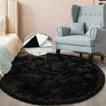 thumbnail image 1 of Soft Shaggy Modern Rug Round 63" x 63" Plush Area Rugs for Nursery Room Bedroom Fluffy Shag Circle Black Floor Mats, 1 of 7