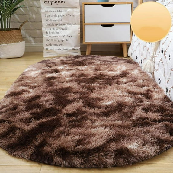 Soft Shaggy Rug Clearance for Kids Bedroom, Oval 6.3x2.4Ft Plush Fluffy Rugs for Living Room, Furry Carpet for Teen Boys Girls Room, Fuzzy Comfy Rug for Nursery, Cute Baby Play Mat(Brown)