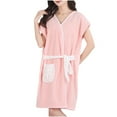 thumbnail image 1 of Soft Shawl Collar Bathrobe for Women, Fleece Soft Lightweight Plush Long Robe Warm and Comfy to Wear Pink Free Size, 1 of 5
