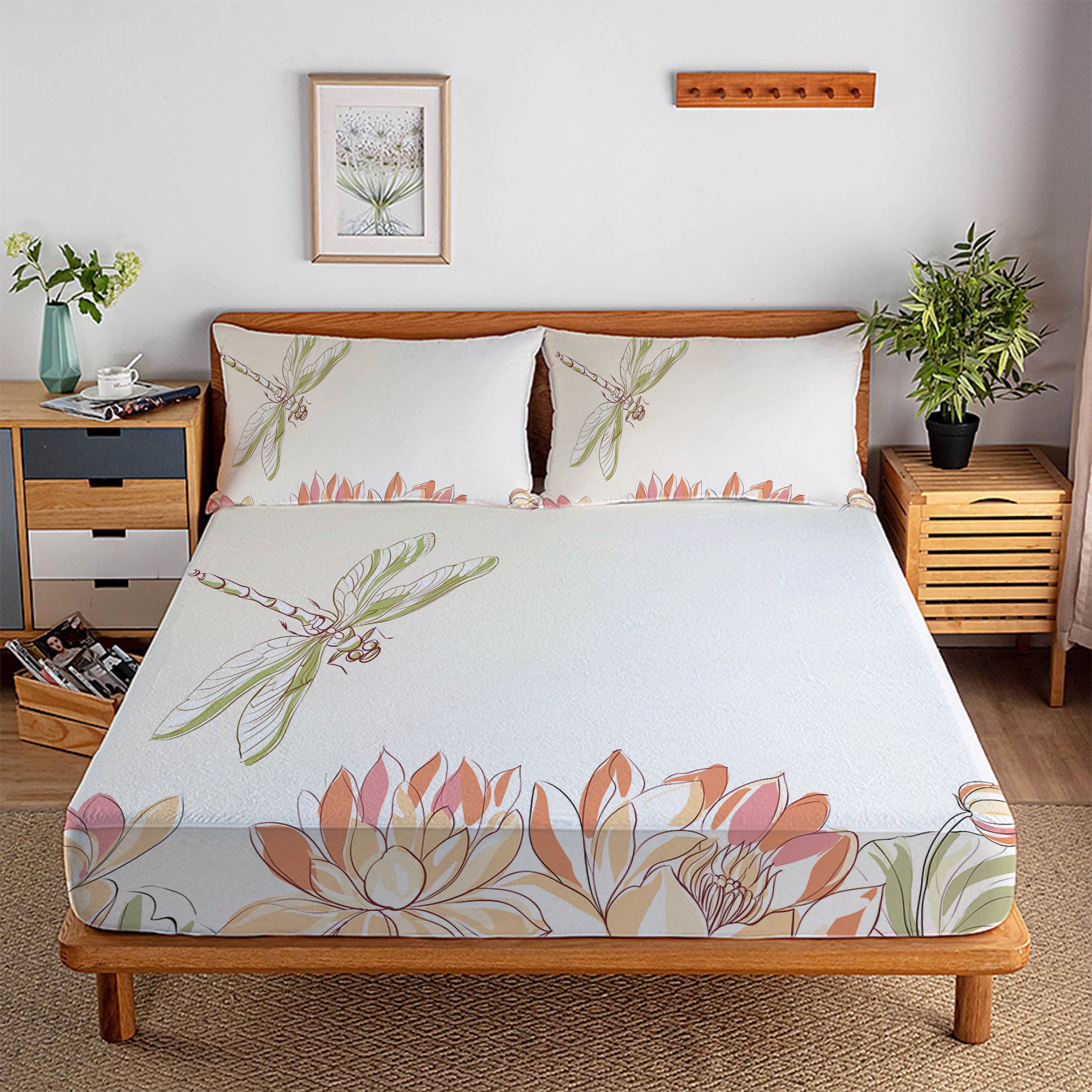 Soft Sheet Bedroom Set Flower Bedsheet Floral Bedclothes 3D Fitted