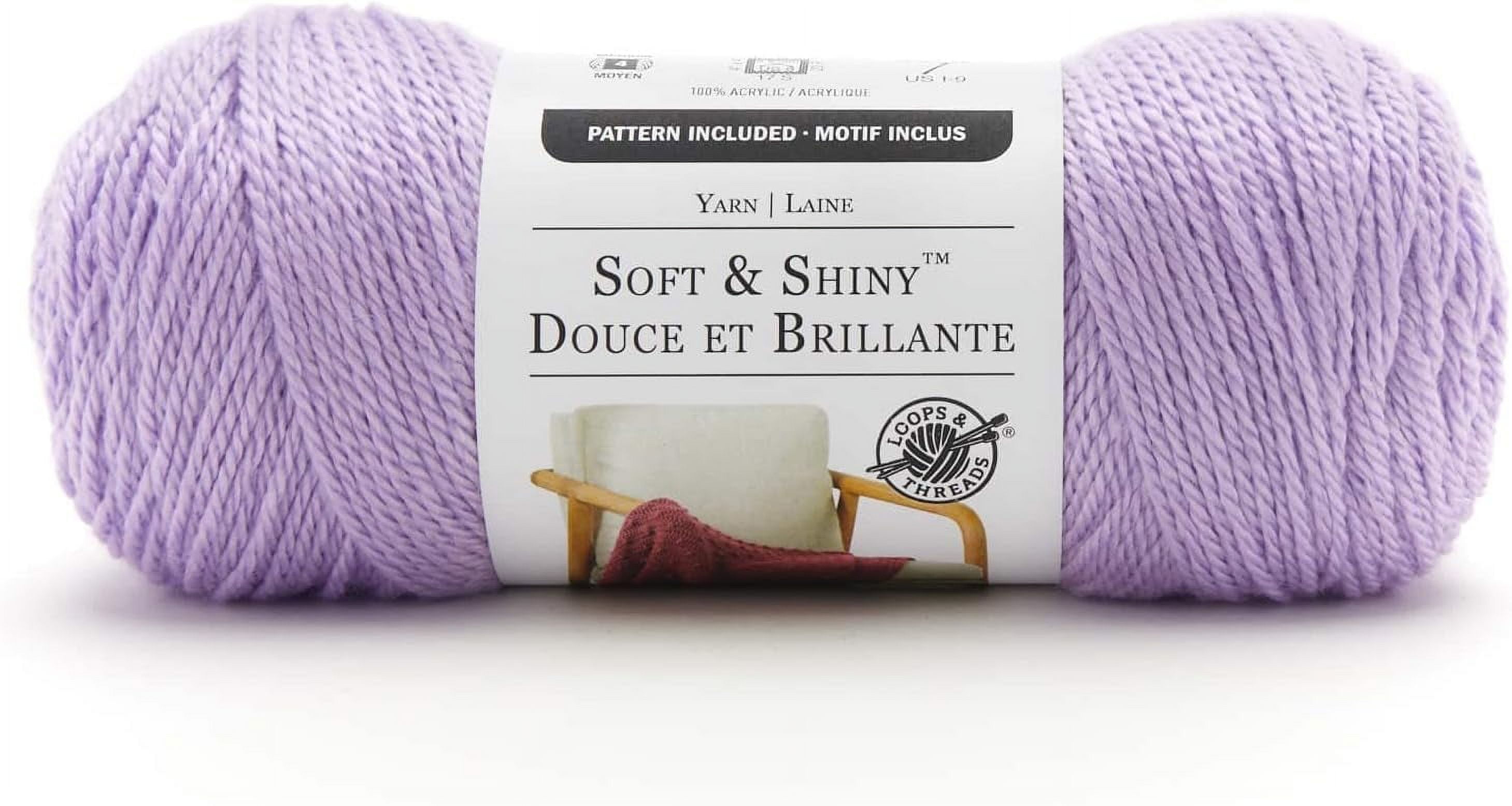 Soft & Shiny Yarn by Loops & Threads - Solid Yarn for Knitting, Crochet