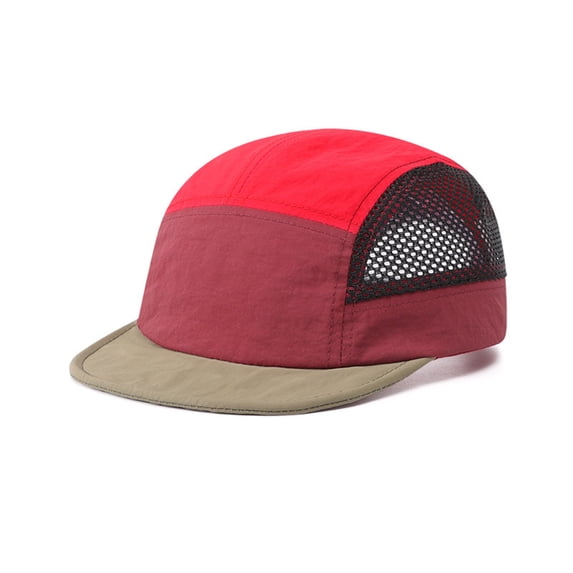 Soft Short Brim Hats Mens 5 Panel Baseball Cap Mesh Breathable Dad Hat Multi Color Running Hats Quick Dry Sports Cap Wine One Size