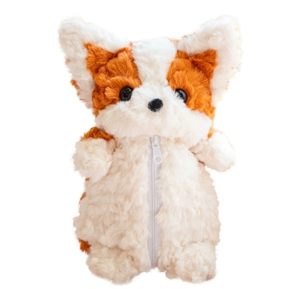 Soft Short Plush Corgi Dog Case Multi Purpose Cosmetic Organizer Travel Friendly Gift For All Ages