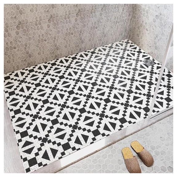 Soft Shower Floor Mat, Washable & Quick Drying Bathroom Floor Mat,Rectangular Bath Mat, with Drain Hole for Indoor Shower