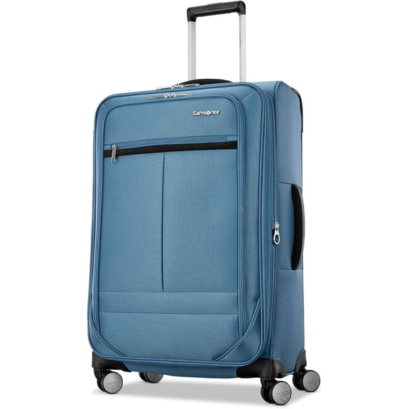 Soft-Sided 25-Inch Lightweight Medium Checked Expandable Element Suitcase: , 360 Spinner Wheels, Adjustable Handle, 2 Front & 1 Side Pocket- Captains Blue