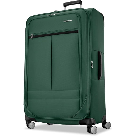 Soft-Sided 29-Inch Lightweight Large Checked Expandable Element Suitcase: , 360 Spinner Wheels, Adjustable Handle, 2 Front & 1 Side Pocket- Deep Green