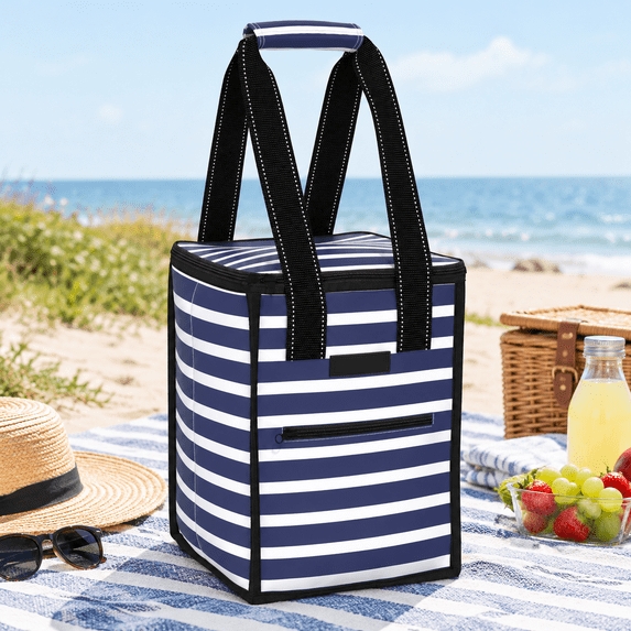 Nantucket Library Soft-Sided Cooler, Nantucket Navy, Fits 5 Wine Bottles or 15 Standard ...