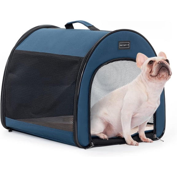 Soft Sided Dog Crate, Travel Dog Crate - 19 Inch Lightweight, Roomy, Easy to Set Up, Sturdy Portable Dog Kennel with Thick Mat, Navy Blue