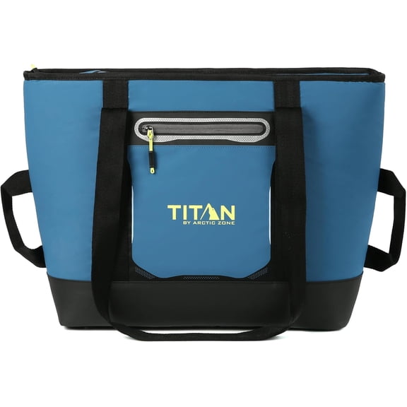 Soft Sided Insulated Cooler Tote with Handle Shoulder Strap and Zipper 30 Can Capacity Marine Blue