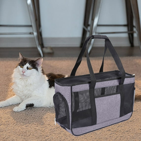 Soft-Sided Pet Carrier Bag for Small Pets Under 13lb | Ventilated Mesh Travel Tote | Portable & Lightweight for Cats & Small Dogs | Navy, Gray, Pink