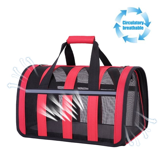 Soft-Sided Pet Carrier with Breathable Mesh Panels, Foldable Portable Travel Tote Bag for Small Dogs Cats Puppies, Lightweight Carrier with Handles for Vet Visits Car Rides Outdoor Use