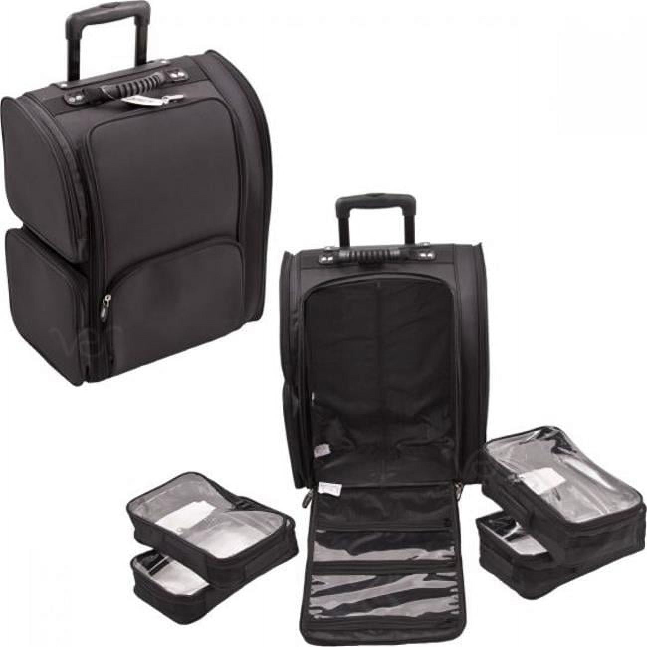 SoftSided Professional Rolling Makeup Case with Removable Clear Bags