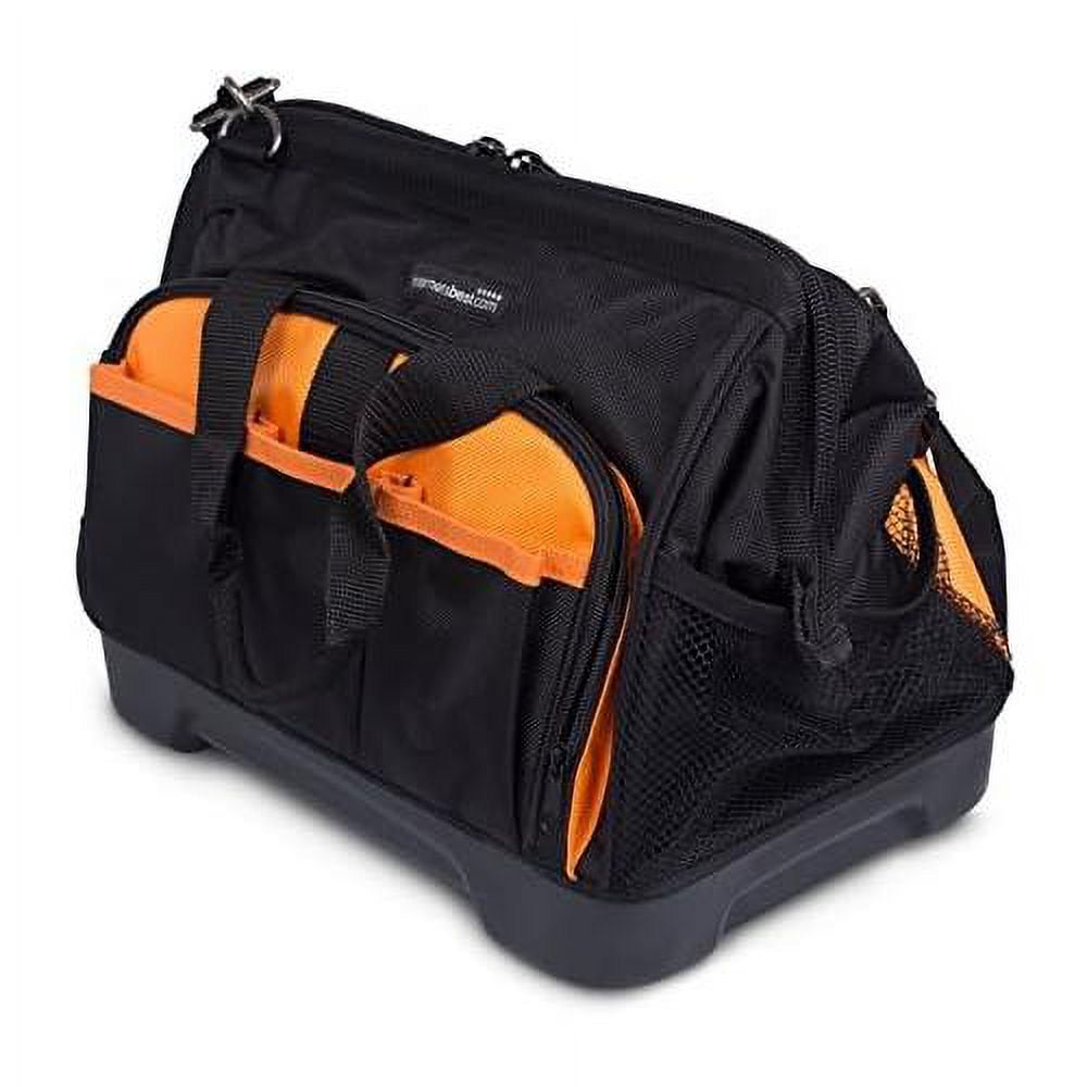 Soft Sided Tool Bag 14 Inch 16 Pockets Wide Mouth Hard Base Tool Storage And Organizer Box