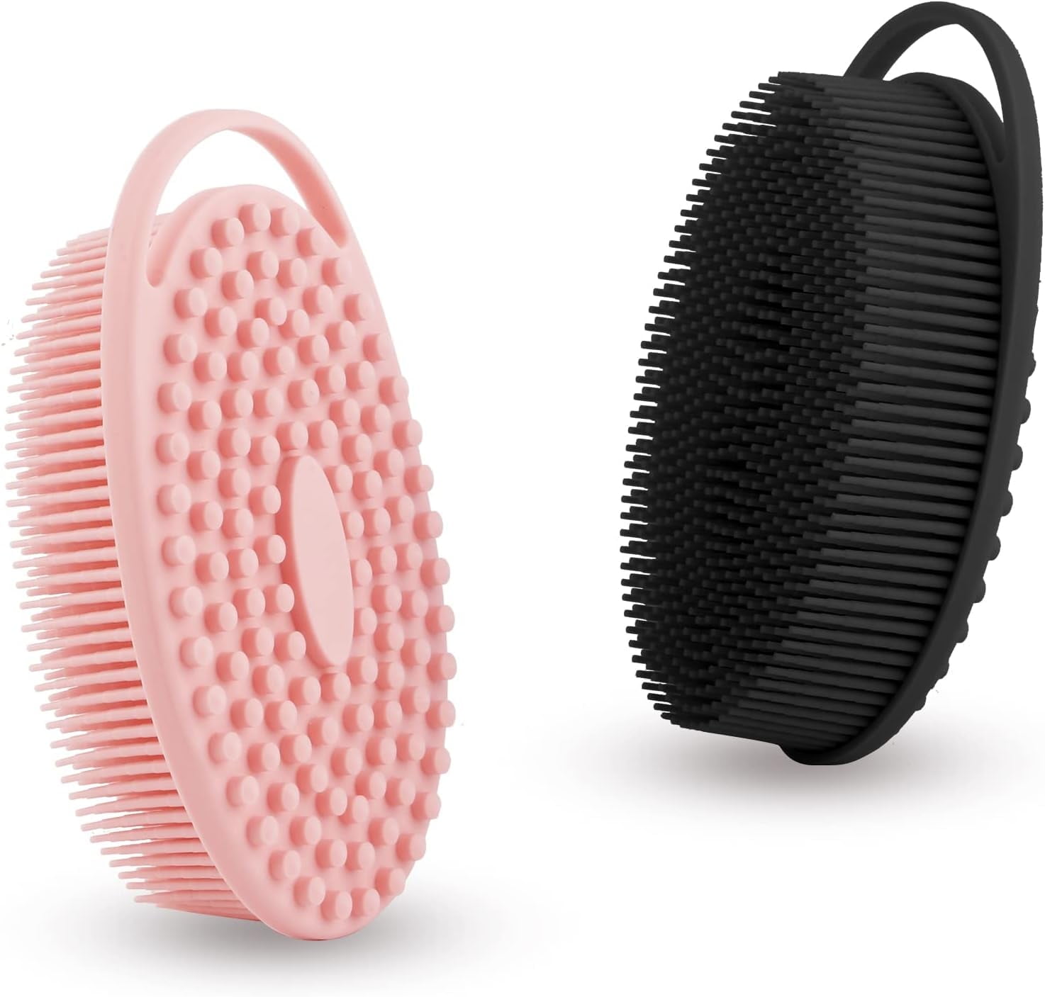 Soft Silicone Body Scrubber 2 PCS Silicone Body Shower, Silicone Loofah 2 in 1 Bath and Shampoo Brush, Body Scrubber Shower Cleaning Exfoliating Use for Sensitive Skin, Lather Well