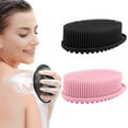 thumbnail image 1 of Soft Silicone Body Scrubber 2 PCS Silicone Body Shower, Silicone Loofah 2 in 1 Bath and Shampoo Brush, Body Scrubber Shower Cleaning Exfoliating Use for Sensitive Skin, Lather Well(Black and Pink), 1 of 7