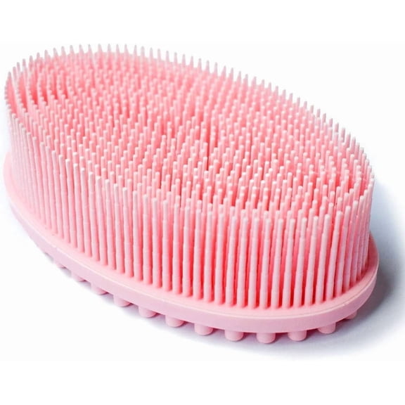 Soft Silicone Body Scrubber Gentle Exfoliating Shower Loofah Hygienic Bath Brush Skin Massage Cleaning Tool for Daily Shower Care Pink