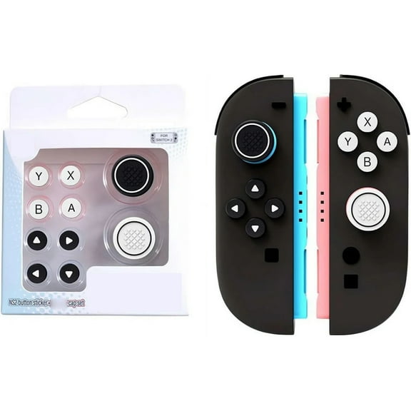 Soft Silicone Button Caps for Switch 2 Game Controller, Comfort Grip, Anti-Slip Design-Black White