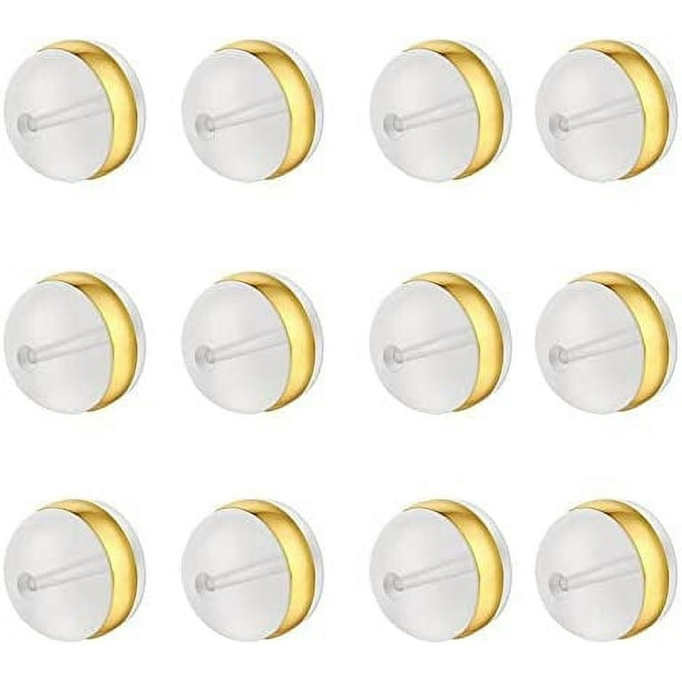 Soft Silicone Earring Backs for Studs, Gold Belt Clear Rubber Earring Backs  Replacements Hypoallergenic Safety Plastic Earring Back for Studs Earring  Hoops Fish Hook (Gold, 6 Pairs) 