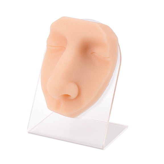 Soft Silicone Face Model with Acrylic Stand, Flexible Piercing Face Model for Jewelry Display & Piercing Practice