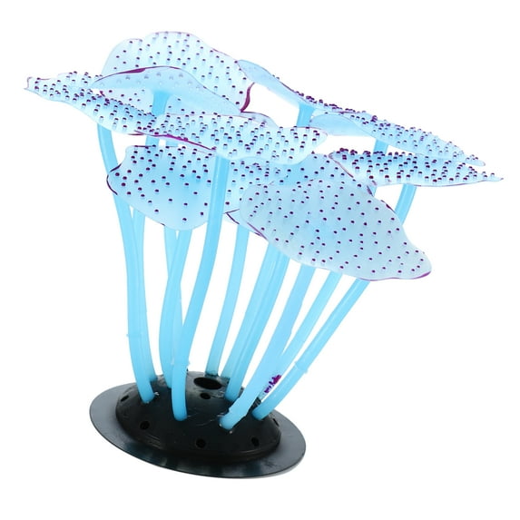 Soft Silicone Glowing Aquarium Mushroom Coral Aquatic Artificial Coral for Fish Tank Decoration Blue