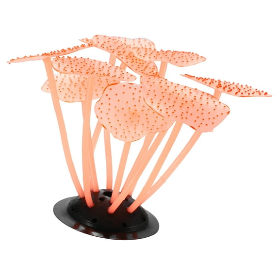 Soft Silicone Glowing Aquarium Mushroom Coral Aquatic Artificial Coral for Fish Tank Decoration Orange