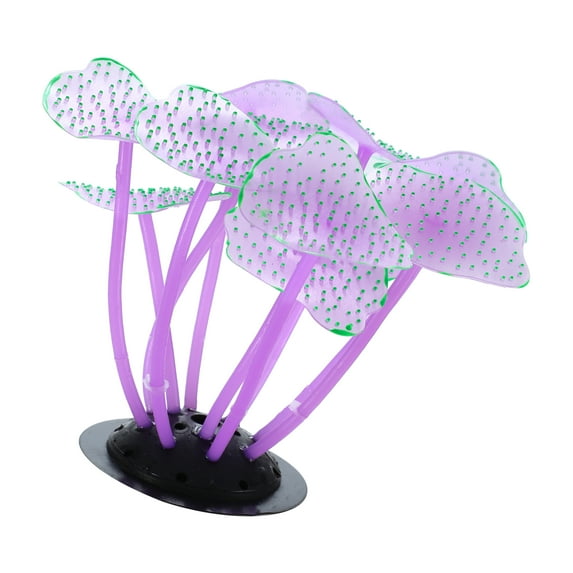 Soft Silicone Glowing Aquarium Mushroom Coral Aquatic Artificial Coral for Fish Tank Decoration Purple