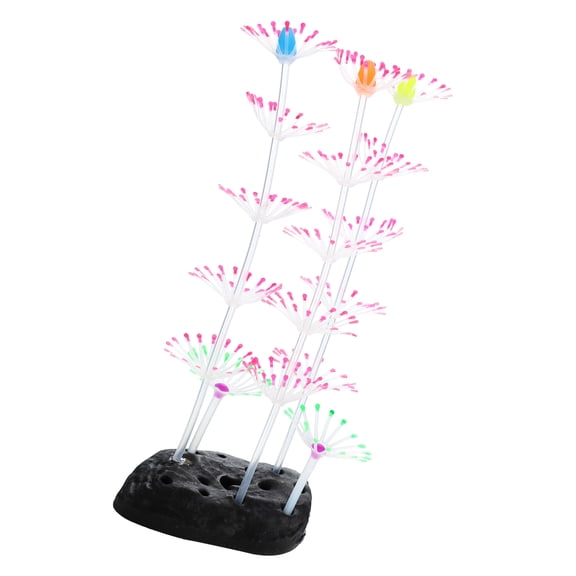 Soft Silicone Glowing Aquarium Simulation Coral 19.5cm Height Aquatic Artificial Coral Pink