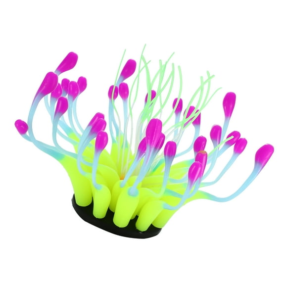 Soft Silicone Glowing Aquarium Simulation Coral 4cm Height Aquatic Artificial Coral Yellow