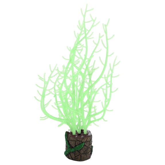 Soft Silicone Glowing Aquarium Tree Coral Aquatic Artificial Coral for Fish Tank Decoration Green