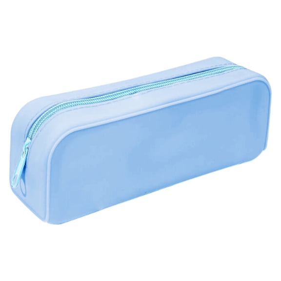 Soft Silicone Pencil Case with Zipper,Pencil Organizer,Silicone Lightweight Water-proof Pencil Pouch,Soft Silicone Stationary Bag,Portable Pen Bags,Small Silicone Pencil Case for Office (Blue)