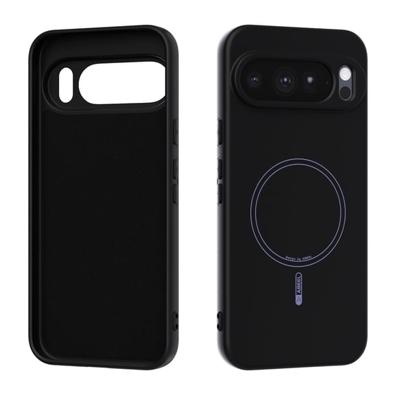 Soft Silicone Protective Back Case for Google Pixel 9 Pro XL with Microfiber Lining, Lightweight Anti-Scratch Magnetic Shockproof Anti-Fingerprint Ultra Slim Case Wireless Charging, Black