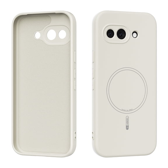 Soft Silicone Protective Back Case for Google Pixel 9a with Microfiber Lining, Lightweight Anti-Scratch Magnetic Shockproof Anti-Fingerprint Ultra Slim Case Wireless Charging, Beige