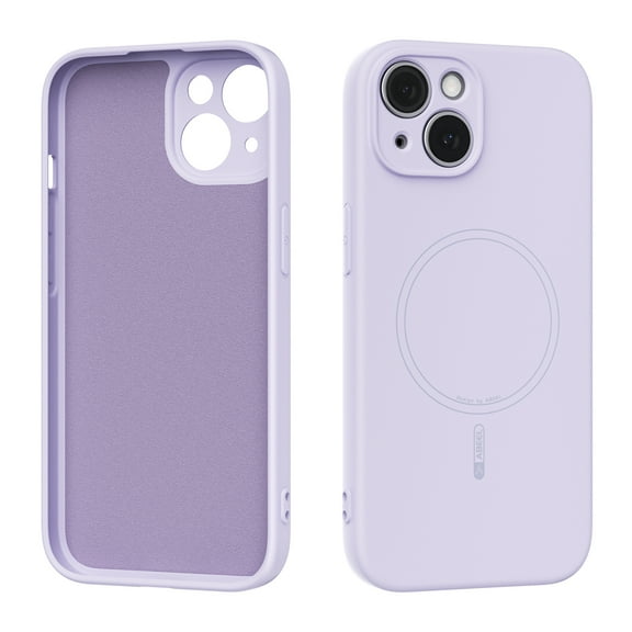 Soft Silicone Protective Back Case for iPhone 15 with Microfiber Lining, Lightweight Anti-Scratch Magnetic Shockproof Anti-Fingerprint Ultra Slim Case Wireless Charging Compatible, Purple