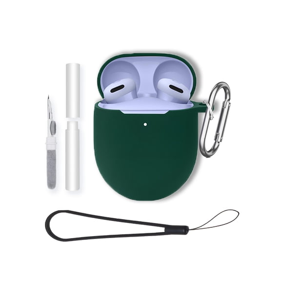 Soft Silicone Protective Case for Google Pixel Buds 2a,Shockproof & Anti-Scratch Cover with Keychain,LVyard & Cleaning Kit,Anti-Lost & Dustproof Protector-Green