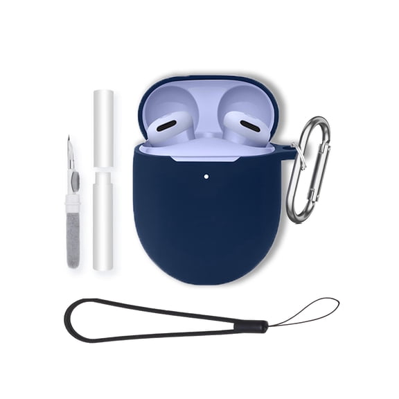 Soft Silicone Protective Case for Google Pixel Buds 2a,Shockproof & Anti-Scratch Cover with Keychain,Lanyard & Cleaning Kit,Anti-Lost & Dustproof Protector-Blue